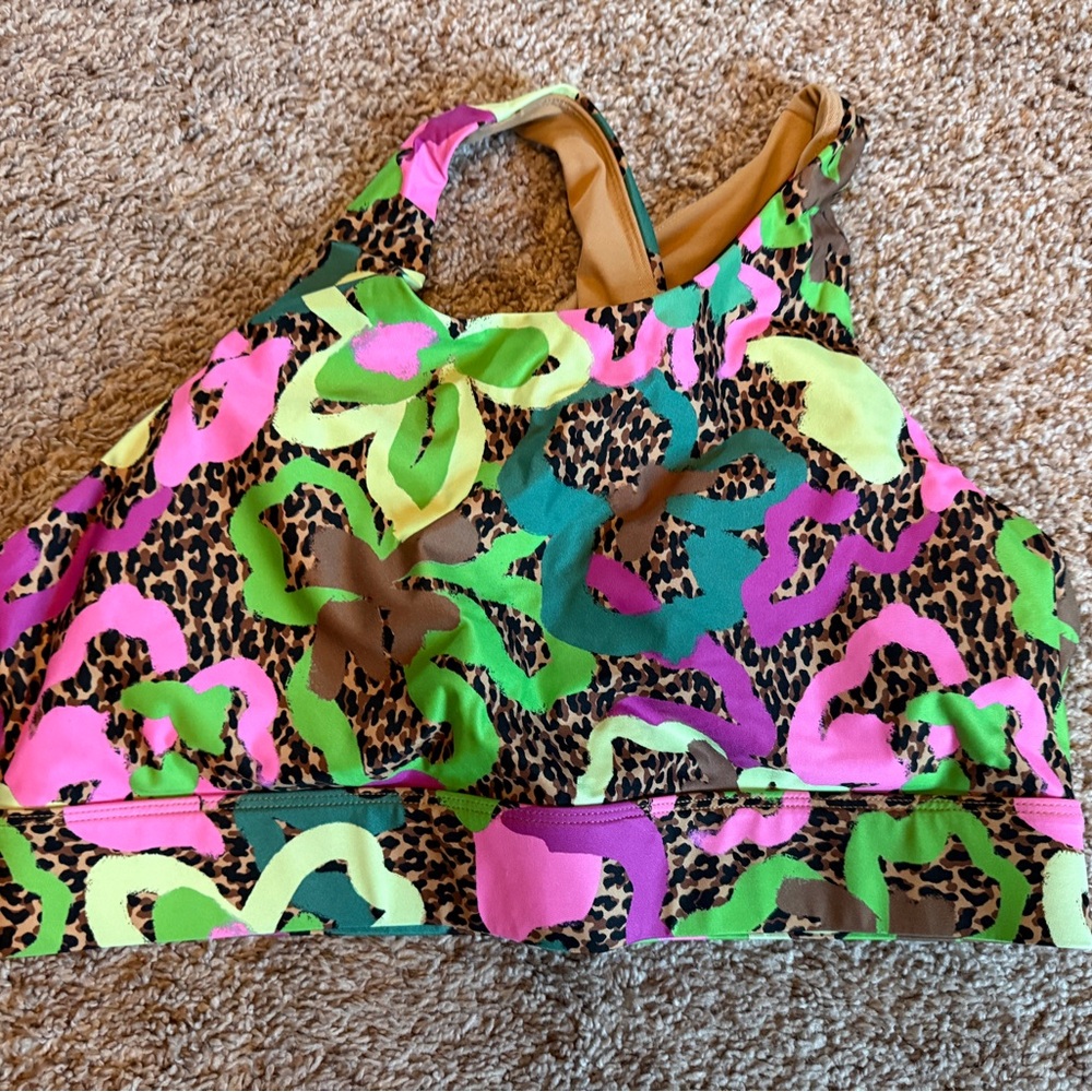 Fabletics No Bounce High Impact Colorful Leopard Print Sports Bra